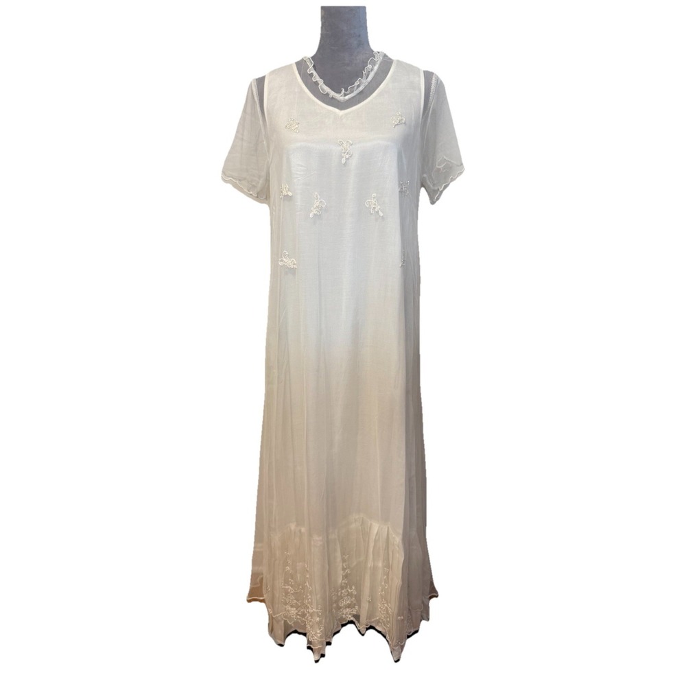NWT Hopeless Romantic Victorian Pullover White‎ Slip Midi Dress Fairy Tulle MED
